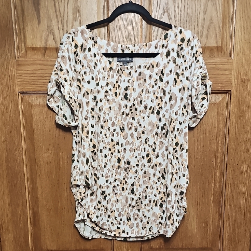 Leopard Print Blouse - Cream and Brown